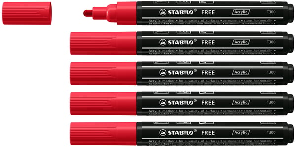 STABILO FREE Acrylic tussi 1 kpl Pyöreä kärki Carmine
