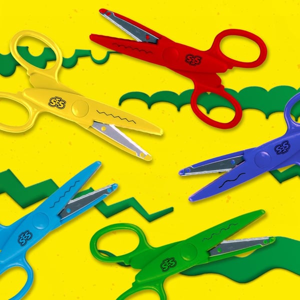 SES Creative Zigzag scissors Kunst & Håndværk sakse Figur beskæring Blå, Blå, Grøn, Rød, Gul