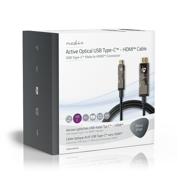 Miniatyrbild 4 av 6: Nedis CCBG6410BK300 videokabeladapter 30 m USB C HDMI Svart