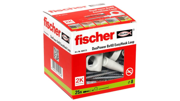 Miniatyrbillede 6 af 13: Fischer 564173 skrueanker og vægudtag 25 stk Skruekrog og vægstiksæt