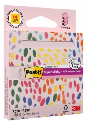Miniatyrbillede 4 af 5: Post-It R330-1RSSP selvklæbende huskeseddel Firkant Lyserød 90 ark