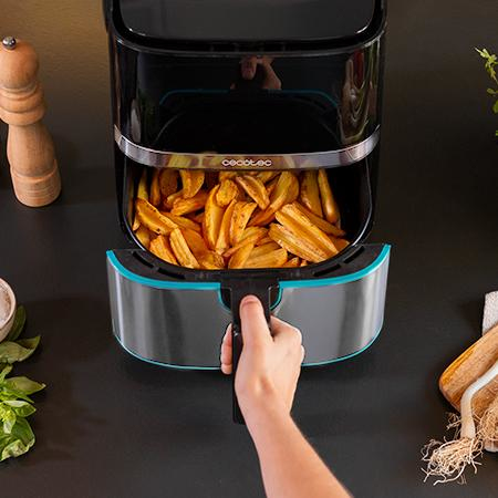 Cecotec 03315 frituregryde Enkelt 5,5 L Enkeltstående 1700 W Varmluftsteger Sort, Rustfrit stål