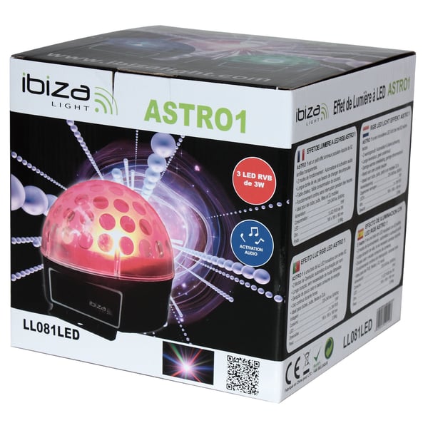 Ibiza Light ASTRO 1 Soveltuu ulkokäyttöön Discostrobo Musta