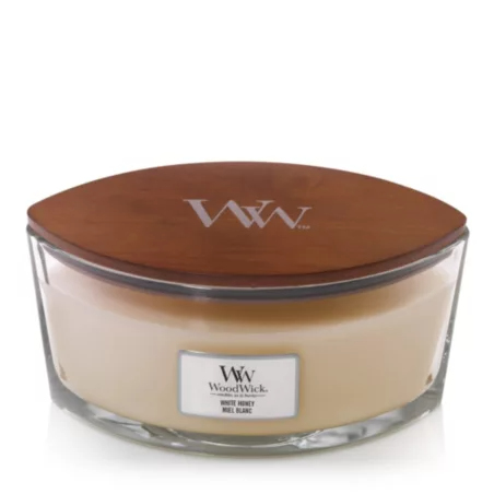 Miniatyrbild 1 av 2: WoodWick White Honey stearinljus Ellips Orange, Kola, Vanilj Vit 1 styck
