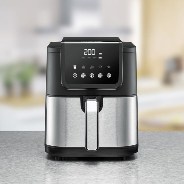 Miniatyrbillede 4 af 4: Rommelsbacher FRH 1500 frituregryde Enkelt 5 L Enkeltstående 1500 W Varmluftsteger Sort, Rustfrit stål