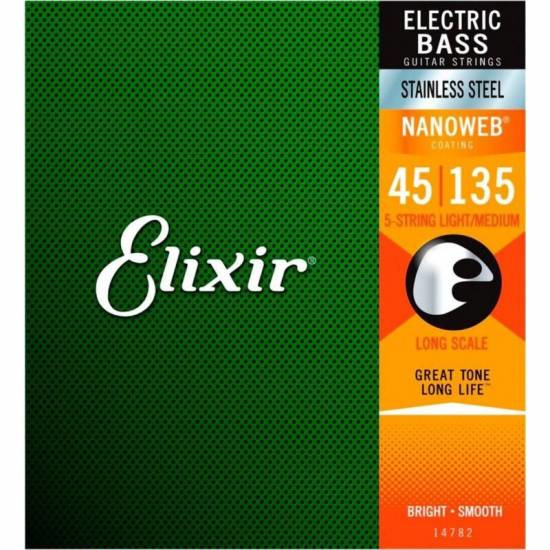 Elixir Strings 14782 streng til musikinstrument Elektrisk/Bas 5 stk Rustfrit stål Guitar