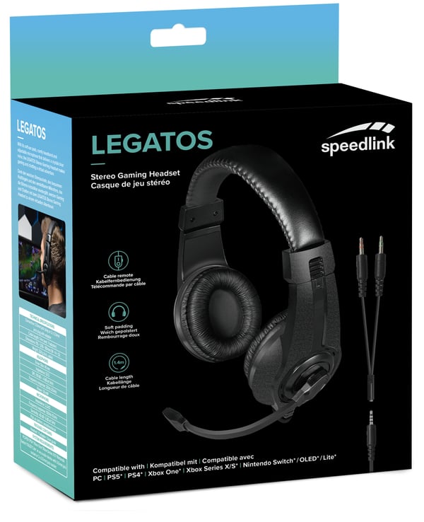 SPEEDLINK LEGATOS Hörlurar Kabel Huvudband Spela Svart