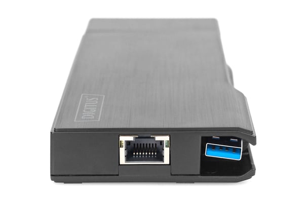 Digitus DA-70894 kannettavien tietokoneiden telakka ja porttitoistin Langallinen USB 3.2 Gen 1 (3.1 Gen 1) Type-A Musta