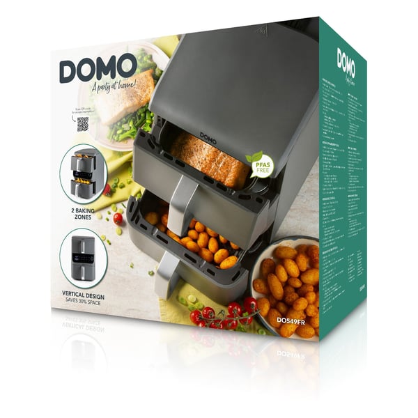 Domo DO549FR frituregryde Dobbelt 10 L Enkeltstående 2500 W Varmluftsteger Grå