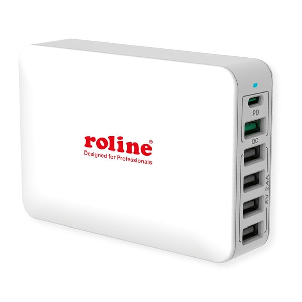 Miniatyrbillede 1 af 4: ROLINE 19.11.1055 oplader til mobil enhed Universel Hvid Vekselstrøm Hurtig opladning Indendørs