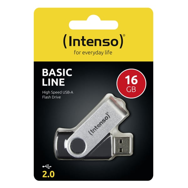 Intenso Basic Line USB-sticka 16 GB USB Type-A 2.0 Svart, Silver