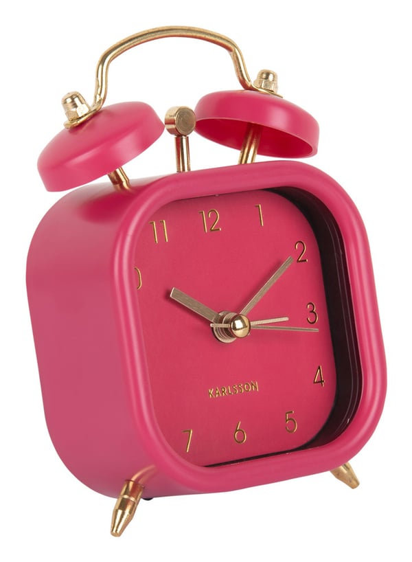 Karlsson KA5921DP Væg- og bordur Analogt ur Firkant Metallic, Mørk rosa
