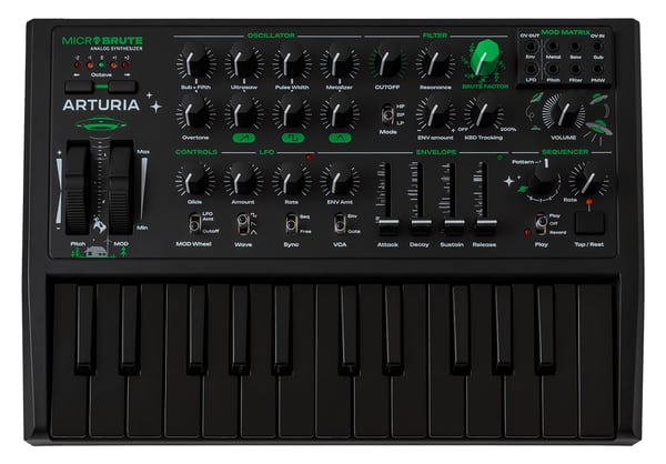 Miniatyrbillede 1 af 11: Arturia MicroBrute UFO Analog synthesizer Sort