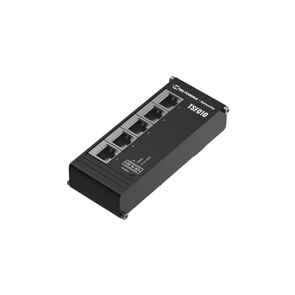Teltonika NETWORKS TSF010 Flat Ethernet Switch Hallitsematon Fast Ethernet (10/100) DIN rail Musta