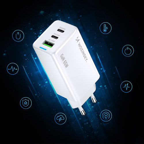 Wozinsky GaN 65W Universaali Valkoinen AC Pikalataus Sisätila