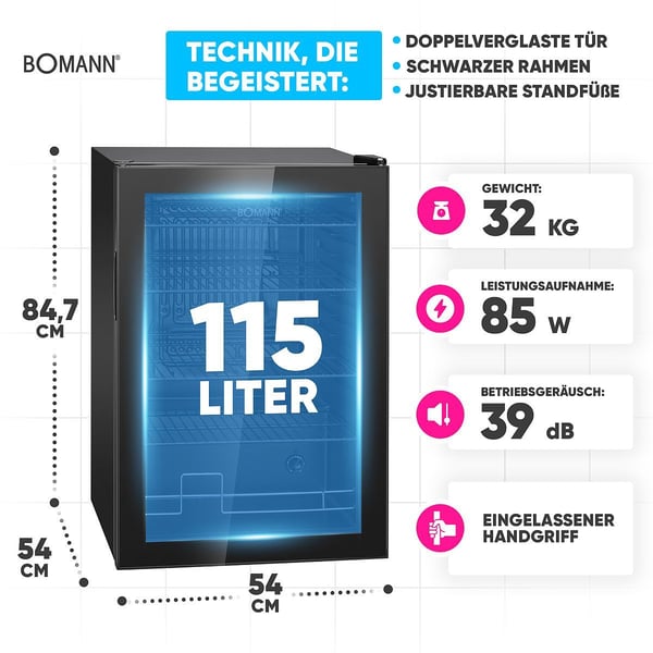 Bomann KSG 7290 Drikkevarekøler 115 L 178 dåse(r) Fritstående E