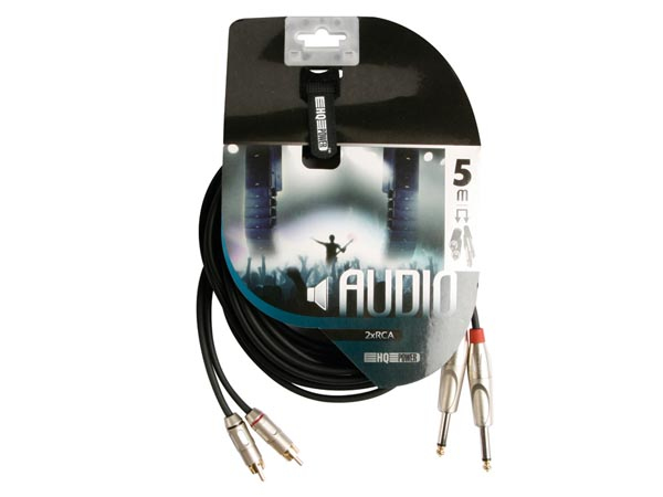 HQ Power PAC118 audiokaapeli 5 m 2 x RCA 2 x 6.35mm Musta