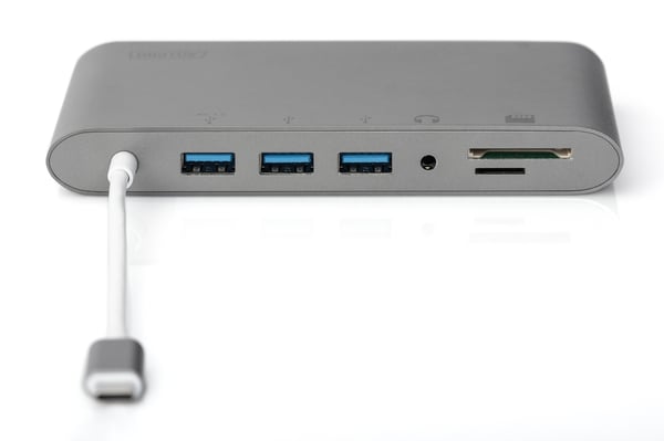 Digitus DA-70875 kannettavien tietokoneiden telakka ja porttitoistin Langallinen USB 3.2 Gen 1 (3.1 Gen 1) Type-C Harmaa