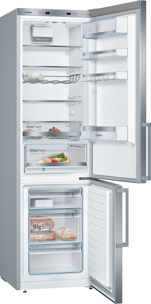 Bosch Serie 6 KGE398IBP kombinerad kyl/frys Fristående 343 l Rostfritt stål