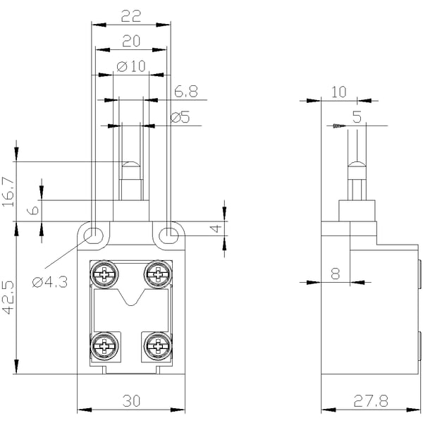 Siemens 3SE52500CC05 3SE5250-0CC05 Positionsschalter 6 A Kuppenstößel, Metallstößel IP20 1 St.