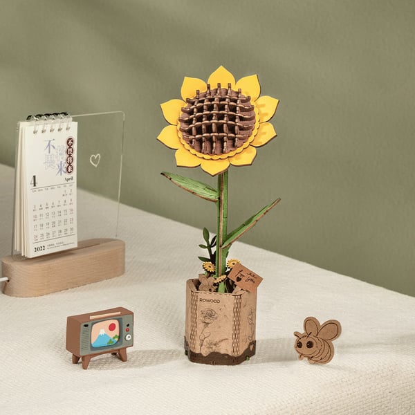 Miniatyrbillede 2 af 11: ROBOTIME Sunflower 3D puslespil 154 stk Flora