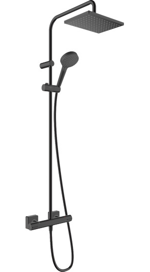 Miniatyrbillede 1 af 5: Hansgrohe Showerpipe 230 brusesystem 2 hoved(er) Væg Sort