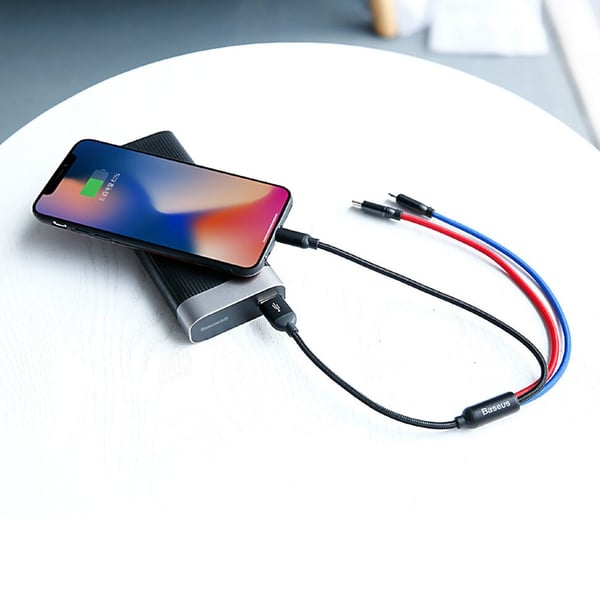 Baseus CAMLT-ASY01 USB-kaapeli 0,3 m USB A USB C/Micro USB A/Lightning Musta