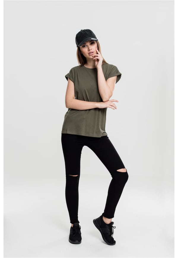 Urban Classics Ladies Extended Shoulder Tee T-tröja Urringad Kortärmad Bomull, Jersey