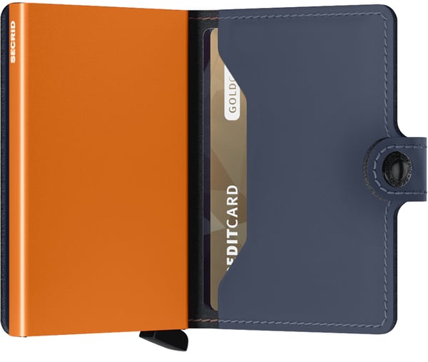 Miniatyrbillede 3 af 3: Secrid Miniwallet Tegnebog Marineblå, Orange Ægte læder
