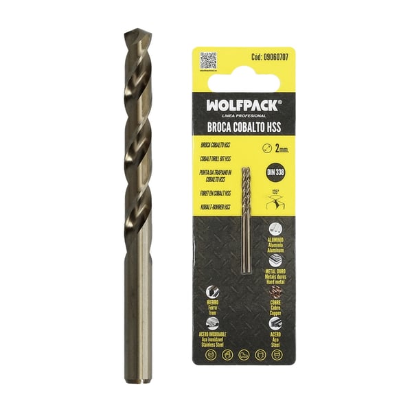 Wolfpack Broca Cobalto Hss Cilindrica 2,00 mm. Blister 2 Unidades.