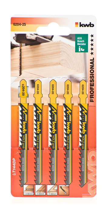 Miniatyrbillede 1 af 2: kwb 620425 stiksav, rullesav & sabelsavklinge Stiksavklinger High Carbon Steel (HCS) 5 stk