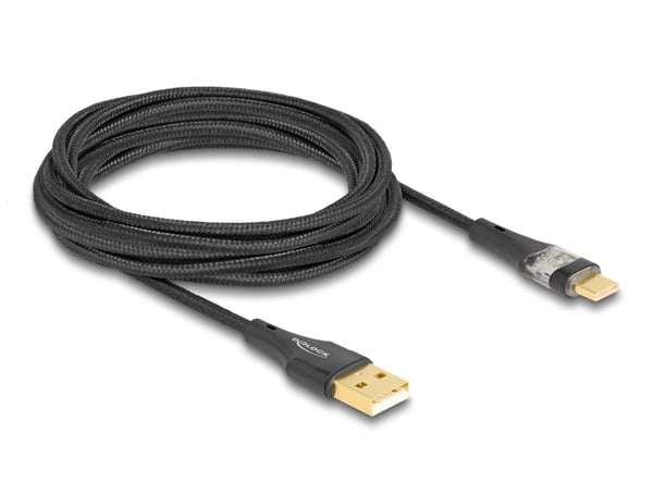 Miniatyrbillede 1 af 2: DeLOCK 80762 USB-kabel USB 2.0 3 m USB A USB C 0,48 Gbit/sek. Sort