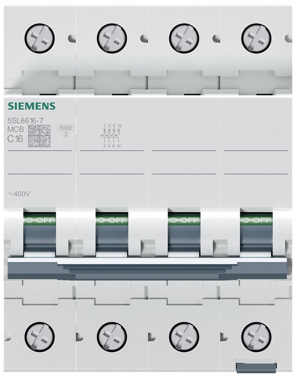 Siemens 5SL6616-7 kredsløbsafbryder Miniature strømafbryder 3P+N