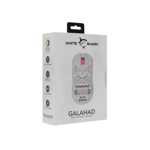 Miniatyrbillede 2 af 7: White Shark GALAHAD White mus Spil Ambidextrous USB Type-A Optisk 7200 dpi