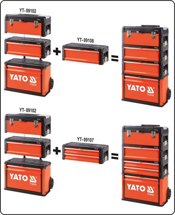 Yato YT-09102 työkalupakki Työkalulaatikko Alumiini, Metalli, Muovi Musta, Punainen