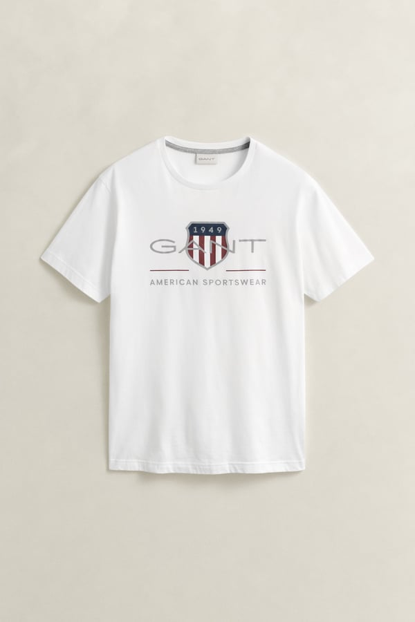 Miniatyrbillede 6 af 6: Gant 2003199-110 T-shirt Rib-knit neckline Kort ærme Bomuld