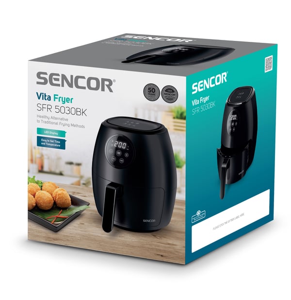 Sencor SFR 5030BK fritös Single 3,5 l Fristående 1300 W Varmluftsfritös Svart