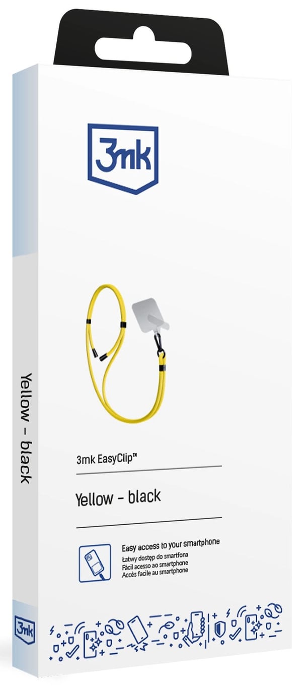 3MK EasyClip hihna Matkapuhelin Nailon, Sinkki Musta, Keltainen
