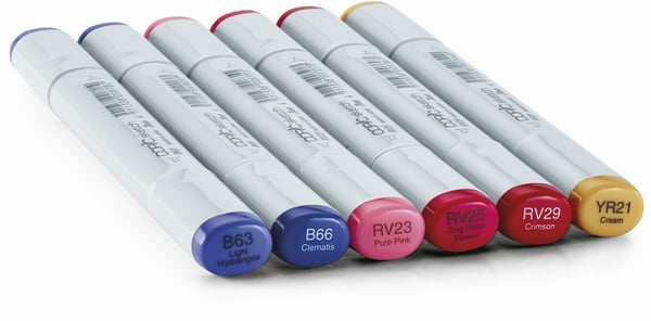 Miniatyrbillede 3 af 3: Copic Sketch Floral Favorite 2 speedmarker 6 stk Mejsel/børstespids Flerfarvet