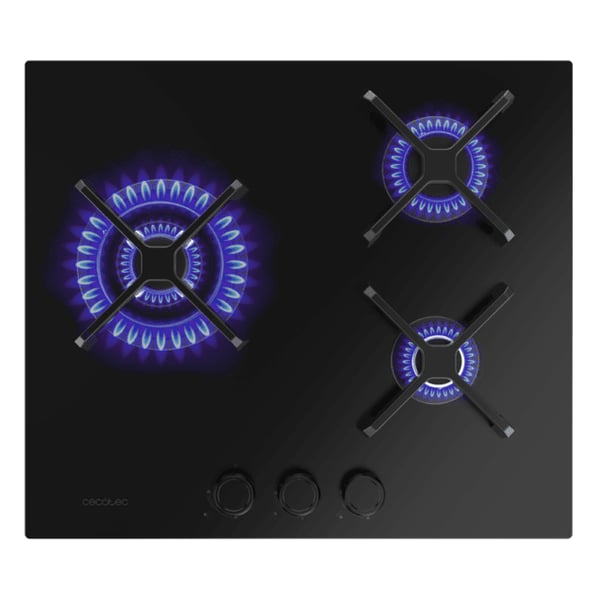 Cecotec Bolero Squad G 3400S Nano Glass Sort Indbygget 58 cm Gaskomfur 3 zone(s)
