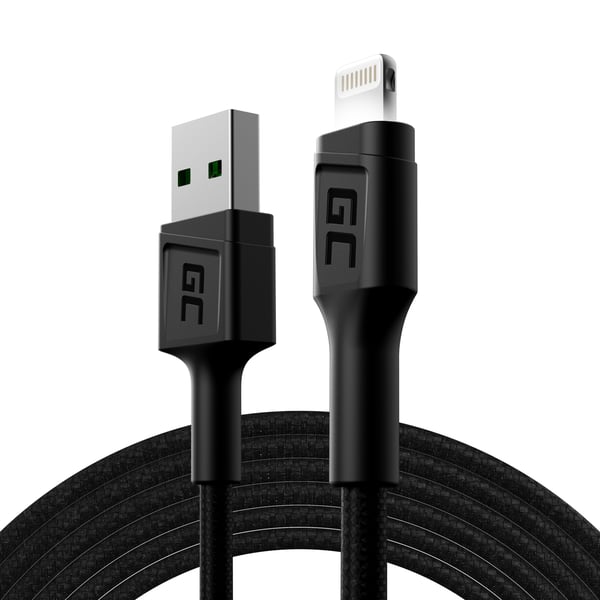 Miniatyrbillede 1 af 5: Green Cell KABGC12 Lightning kabel 2 m Sort