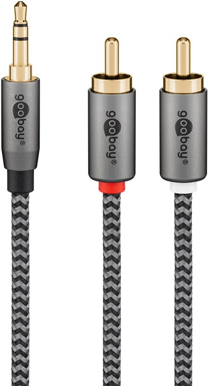 Goobay 65284 audiokaapeli 0,5 m 3.5mm 2 x RCA Musta, Hopea