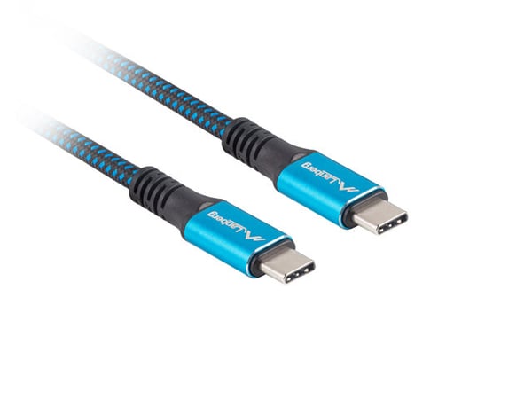 Lanberg CA-CMCM-45CU-0012-BK USB-kabel USB4 Gen 2x2 0,12 m USB C 100 W Sort, Blå