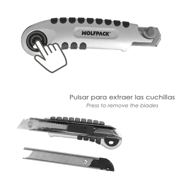 Wolfpack Cutter Aluminio Profesional 18mm Con 5 Hojas Acero Sk5