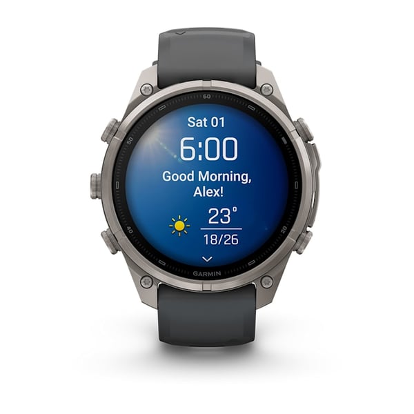 Pikkukuva 11 / 13: Garmin fēnix 9 Pro 3,56 cm (1.4") AMOLED 47 mm Digitaalinen 454 x 454 pikseliä Kosketusnäyttö Titaani Wi-Fi GPS (satelliitti)