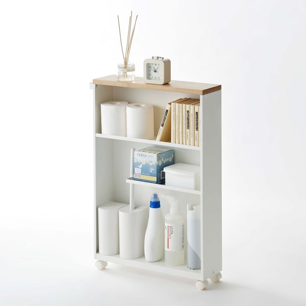 Yamazaki 4306 badeværelse hylde & pladsbesparer Hvid Stål, Træ