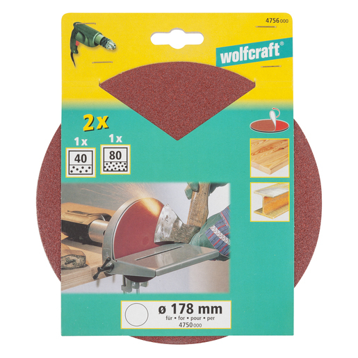 wolfcraft GmbH 4756000 tilbehør til slibemaskine 2 stk Slibeskive