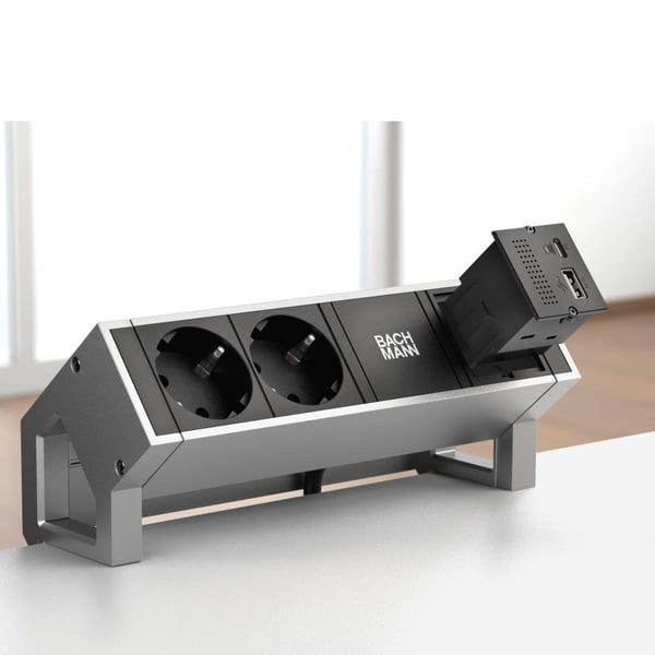 Miniatyrbillede 4 af 7: Bachmann 917.229 stikkontakt USB A + USB C Sort