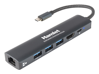 Pikkukuva 1 / 3: Hamlet HDKC-PD220 kannettavien tietokoneiden telakka ja porttitoistin Langallinen USB 3.2 Gen 1 (3.1 Gen 1) Type-C Alumiini