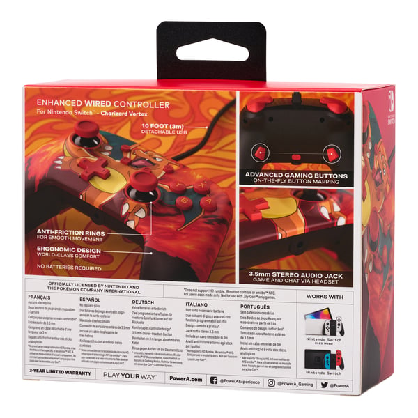 Miniatyrbild 8 av 13: PowerA förbättrad trådbunden handkontroll för Nintendo Switch - Charizard Vortex